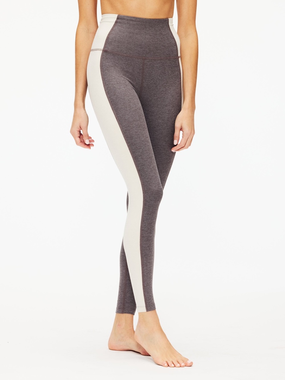 Beyond Yoga High-Waist Two-Tone Leggings - Gray & Cream